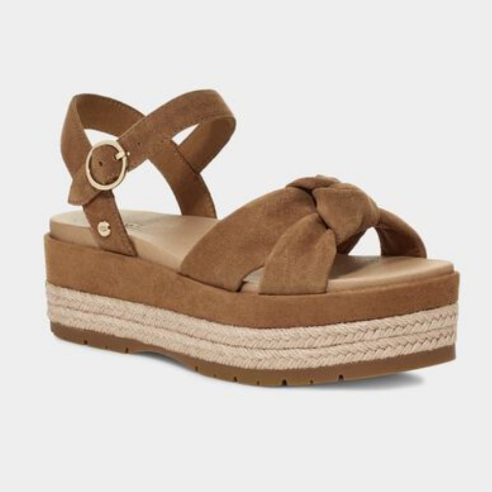 UGG® Black Trisha Suede Flatform Sandals